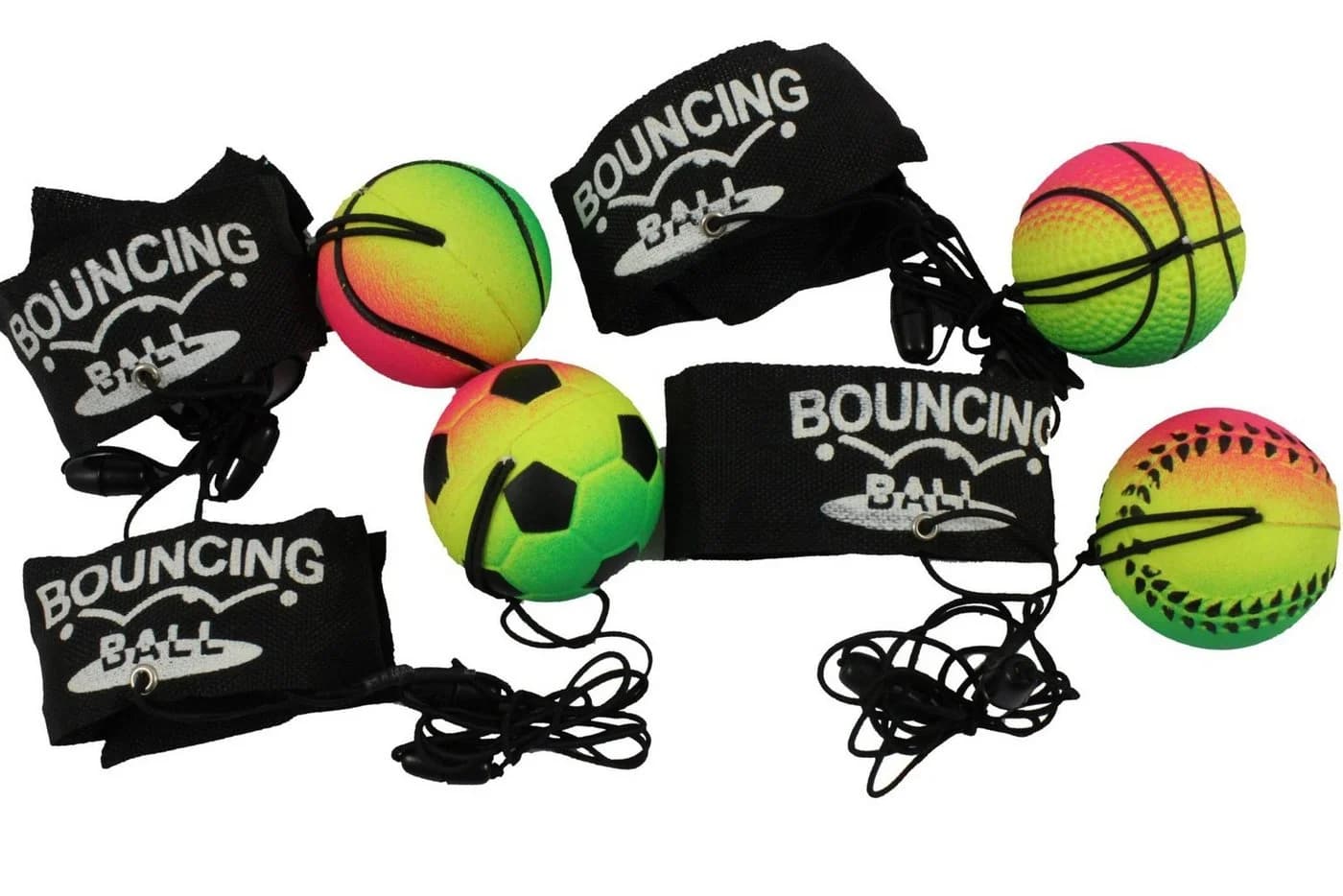 ELLUG Spielball 4er Set Neon-Springball mit Armband & Safety Clip - Bild 2
