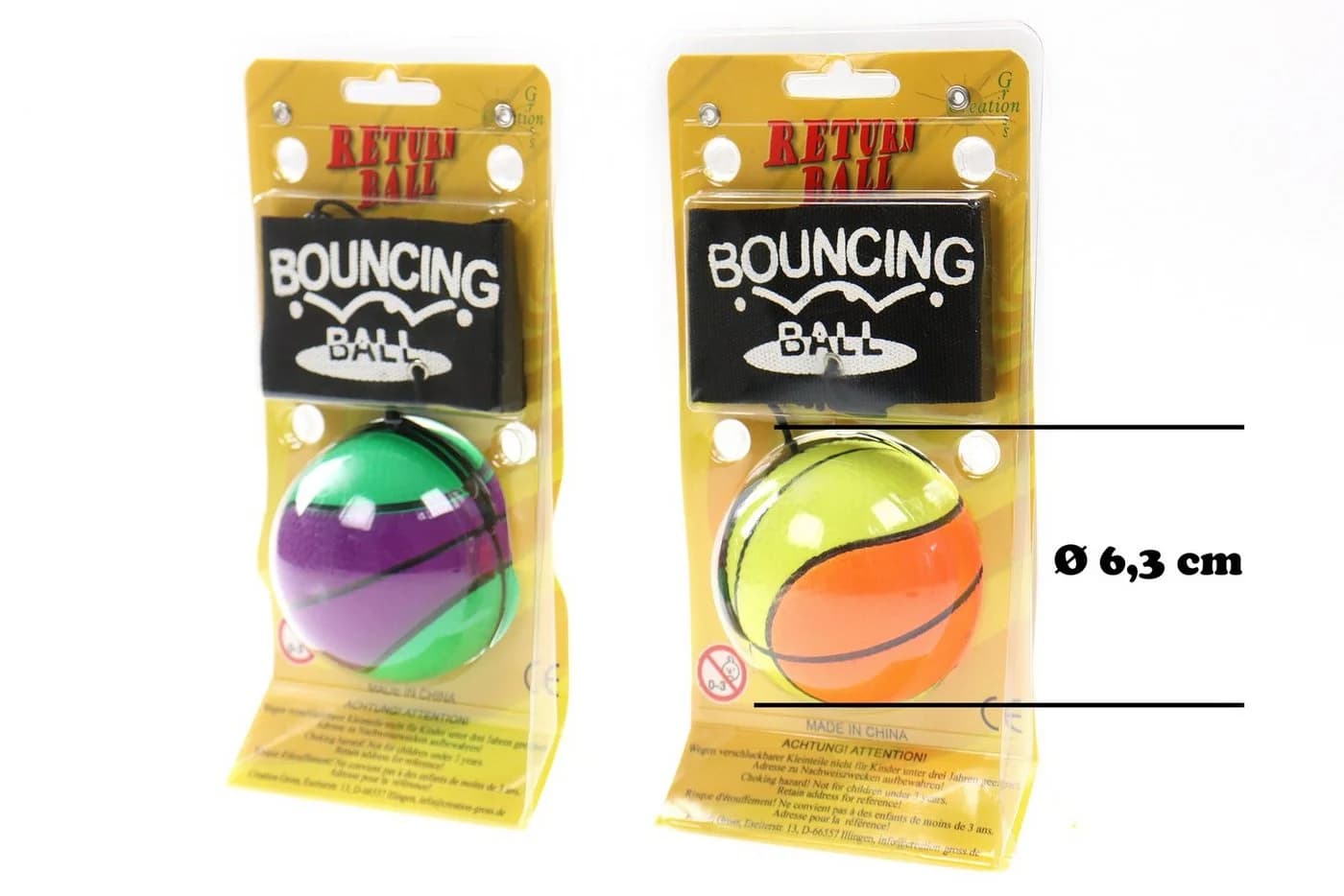 ELLUG Spielball 2er Set mit Armband & Safety Clip