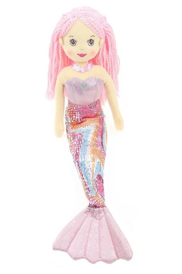 ELLUG Stoffpuppe Meerjungfrau 45cm Glitzerstoff & Pailletten