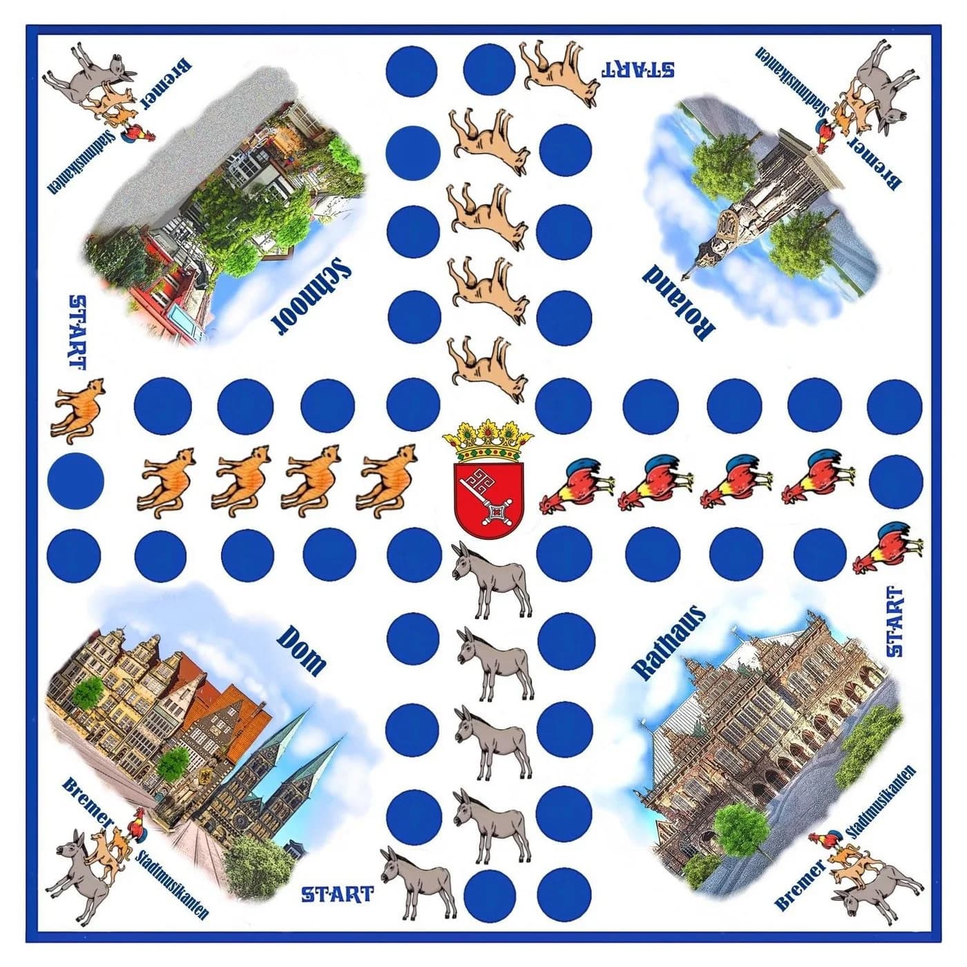 ELLUG Bremen Stadtmusikanten Würfelspiel - Holz & Kunststoff