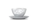 FIFTYEIGHT PRODUCTS Tasse "Glücklich" Weiß mit Unterteller Bild 1