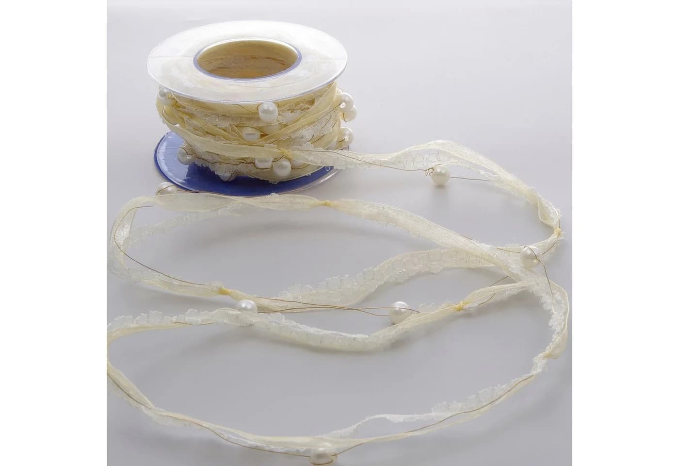 Deko AS Perlengirlande Organza mit Spitze Creme 10m - Bild 2