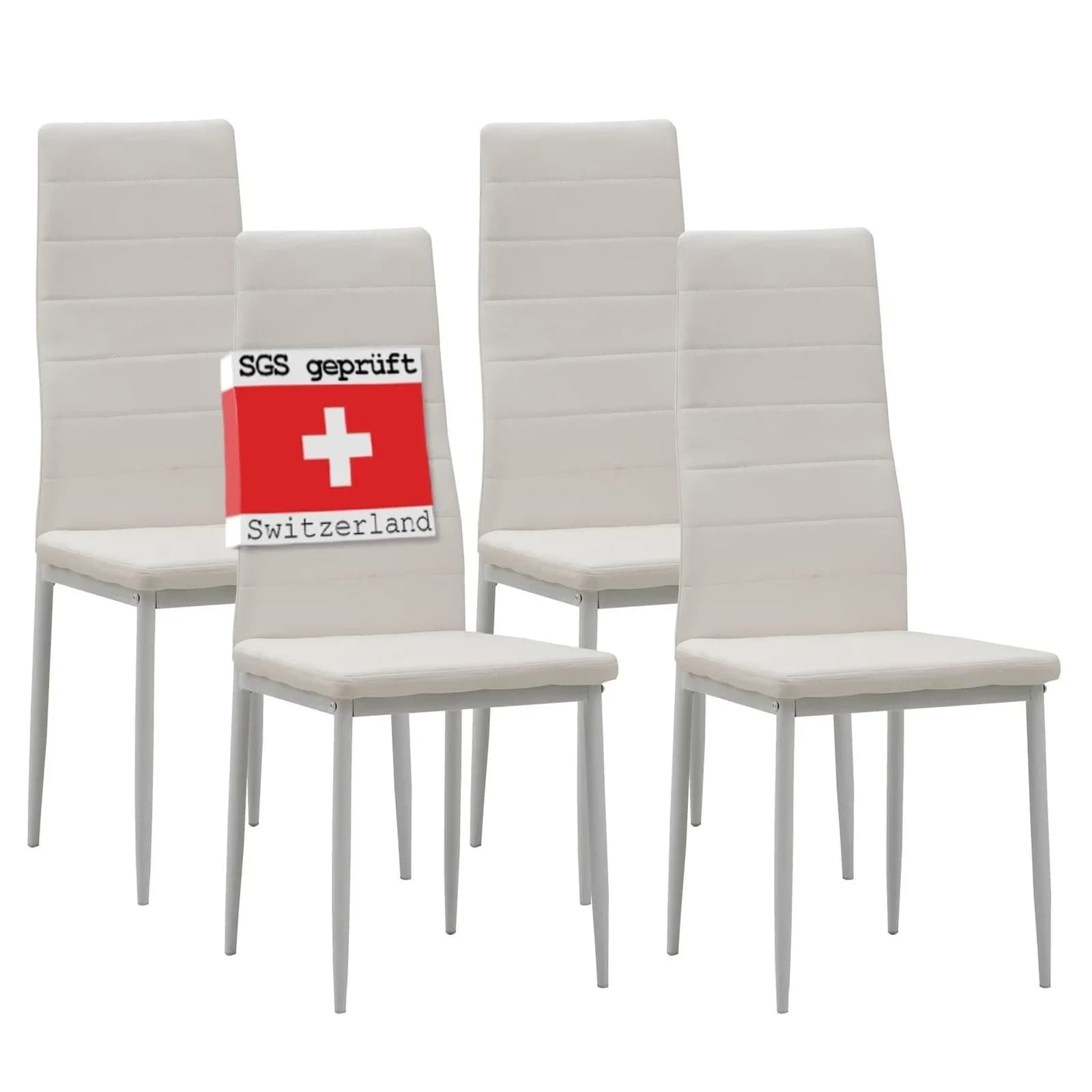 Albatros International Esszimmerstuhl MILANO 4er Set Weiß Kunstleder