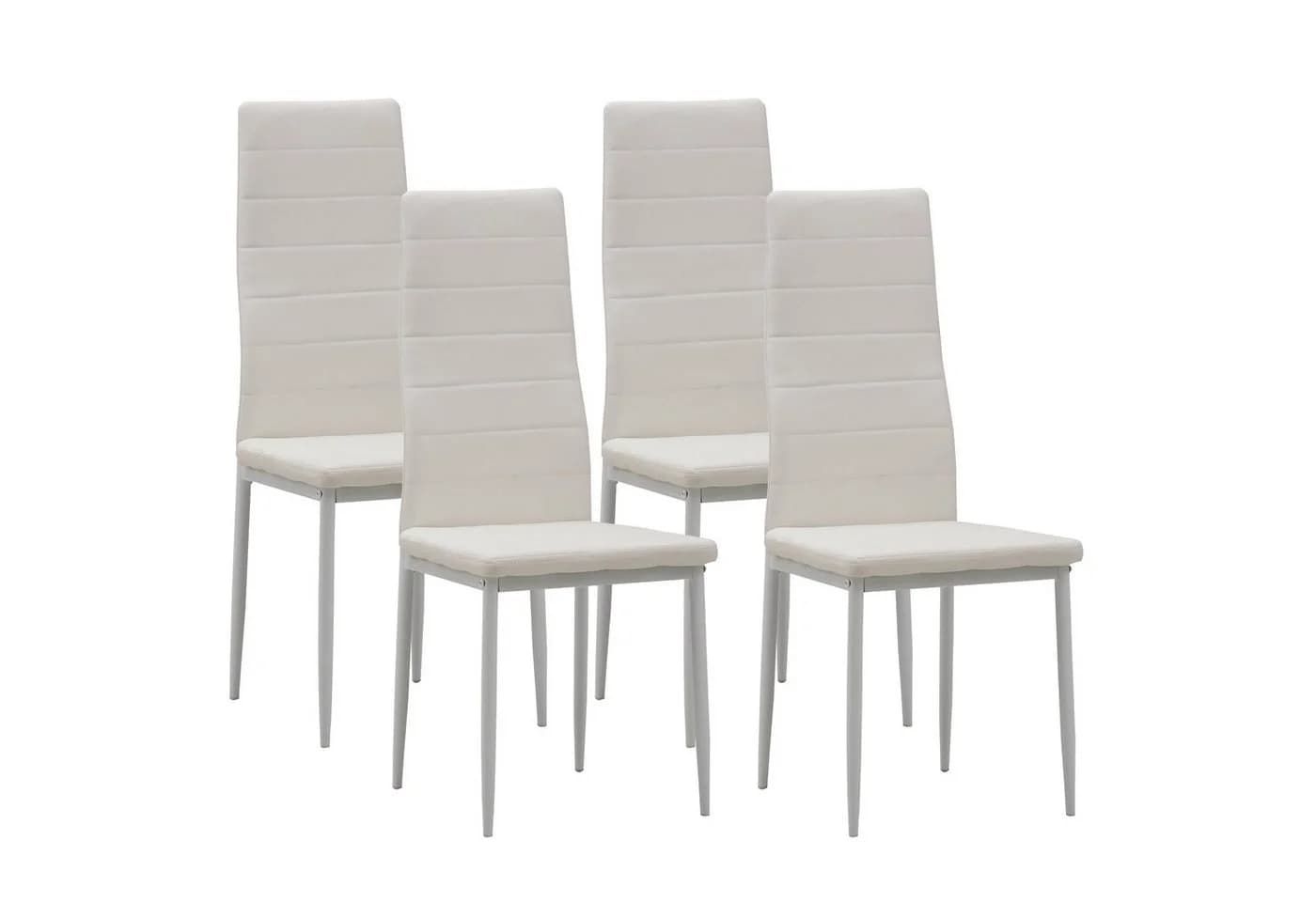 Albatros International Esszimmerstuhl MILANO 4er Set Weiß Kunstleder - Bild 3