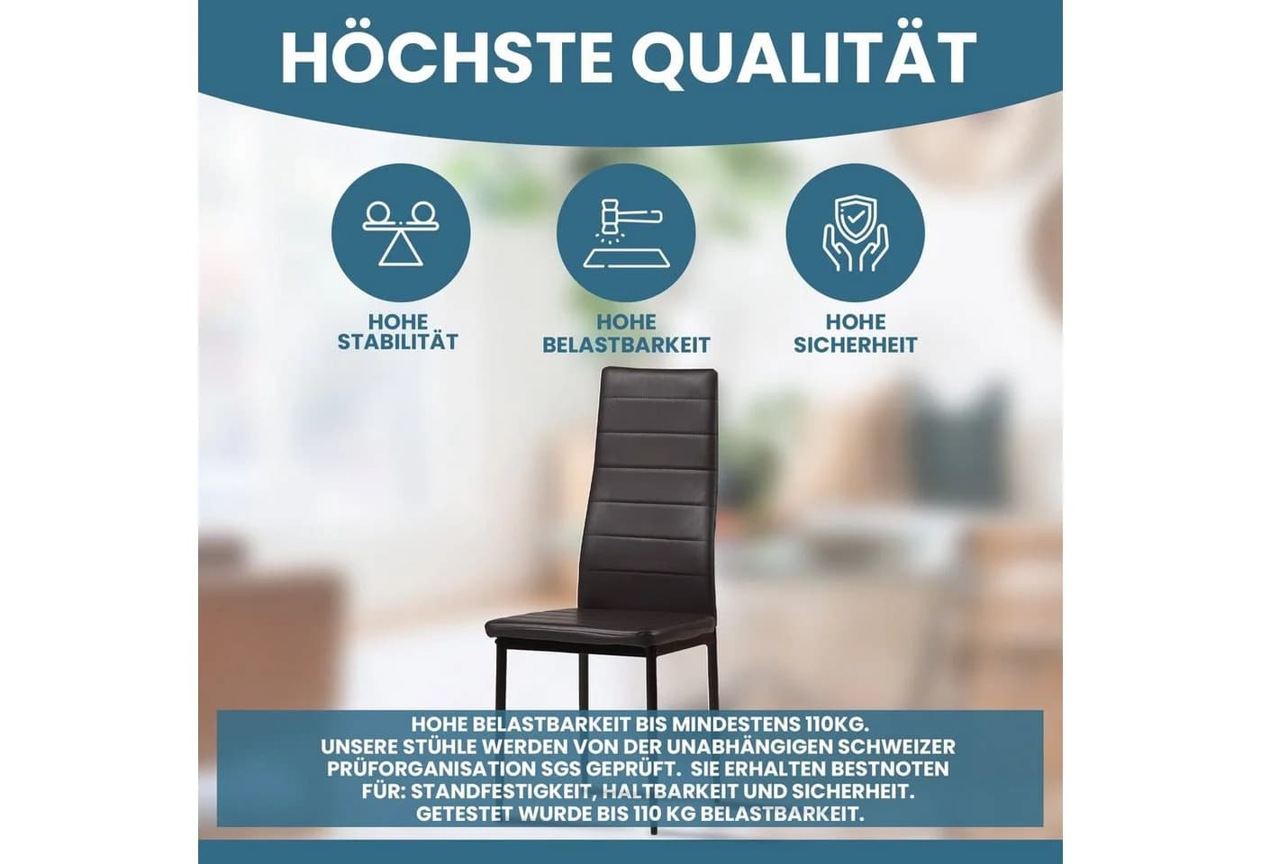 Albatros International Esszimmerstuhl MILANO 4er Set Braun Kunstleder - Bild 4