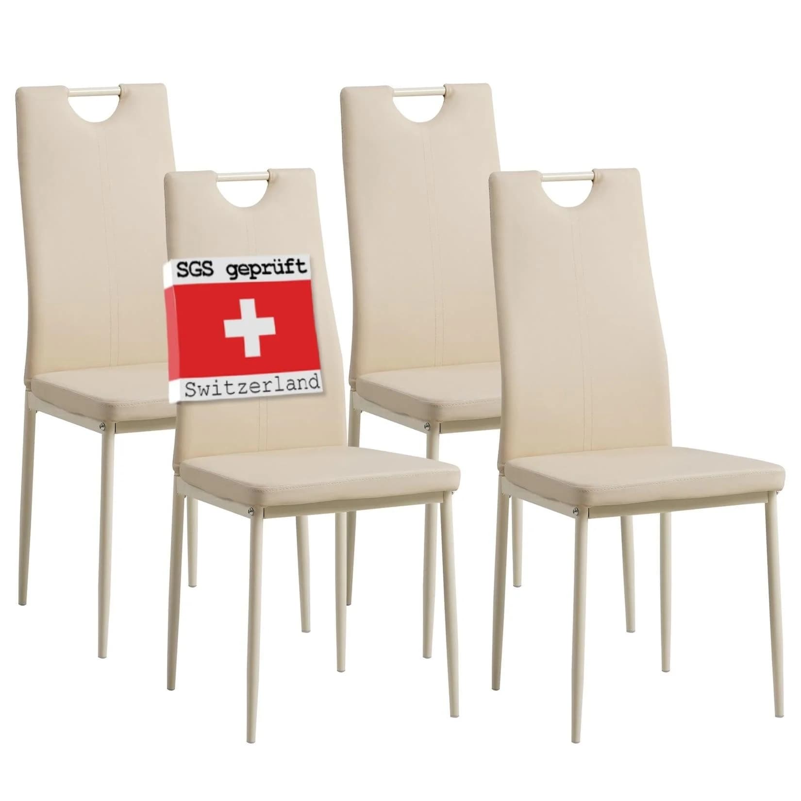 Albatros Esszimmerstühle SALERNO 4er Set Beige Kunstleder