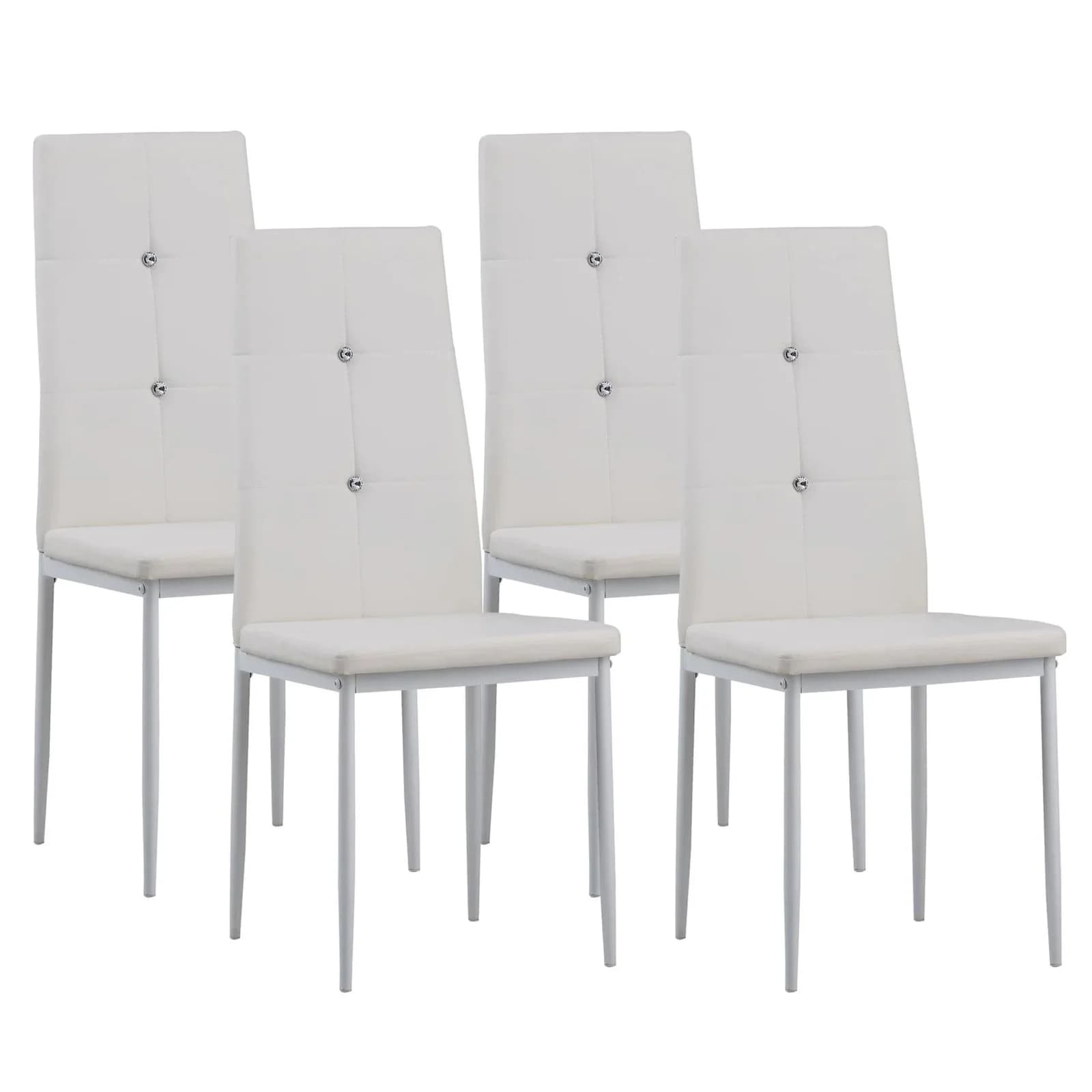 Albatros International DIAMOND Esszimmerstuhl 4er Set Weiss Kunstleder
