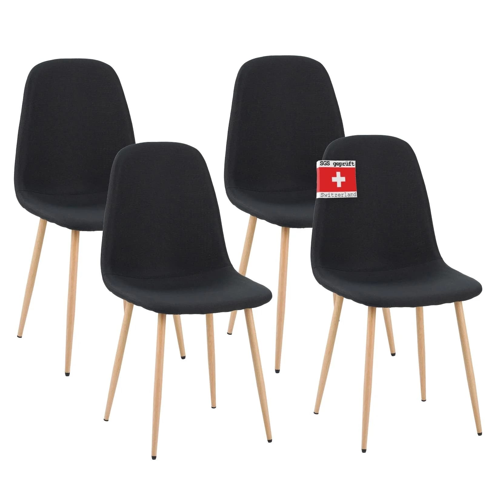 Albatros International Esszimmerstuhl FANO 4er Set Schwarz Stoff