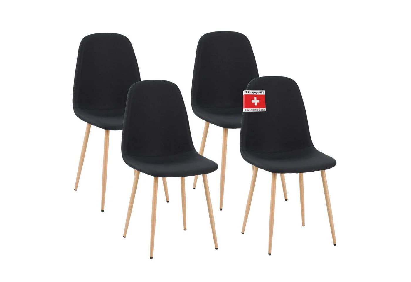 Albatros International Esszimmerstuhl FANO 4er Set Schwarz Stoff - Bild 3