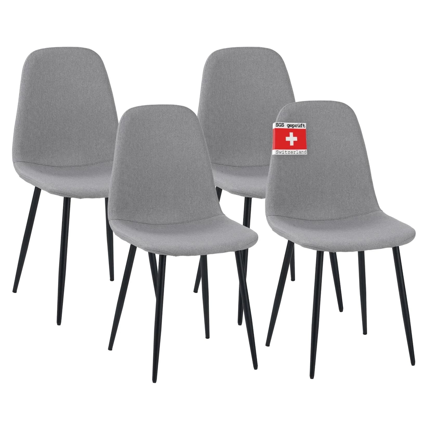 Albatros International Esszimmerstuhl BARI 4er Set Grau Stoff
