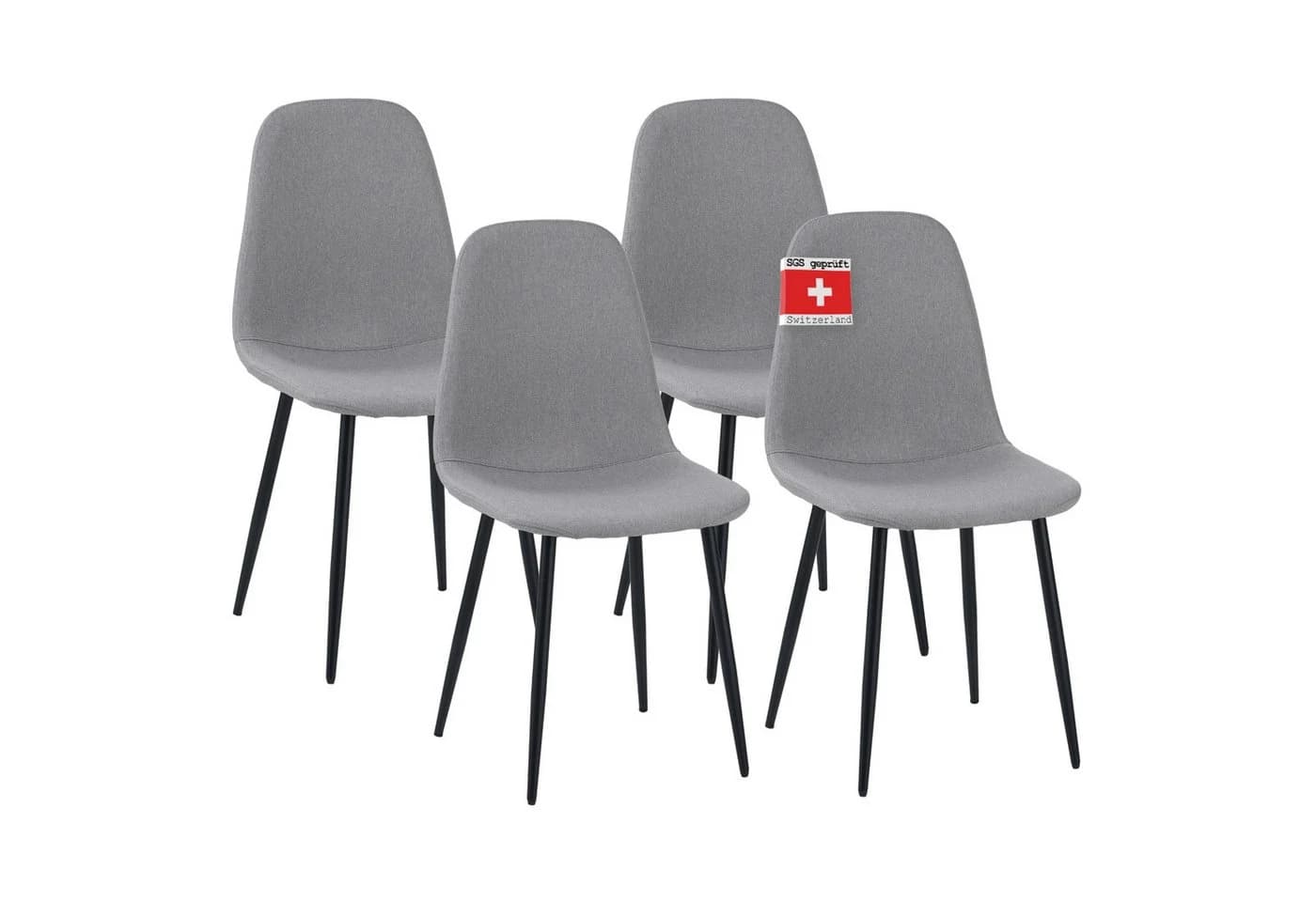 Albatros International Esszimmerstuhl BARI 4er Set Grau Stoff - Bild 3