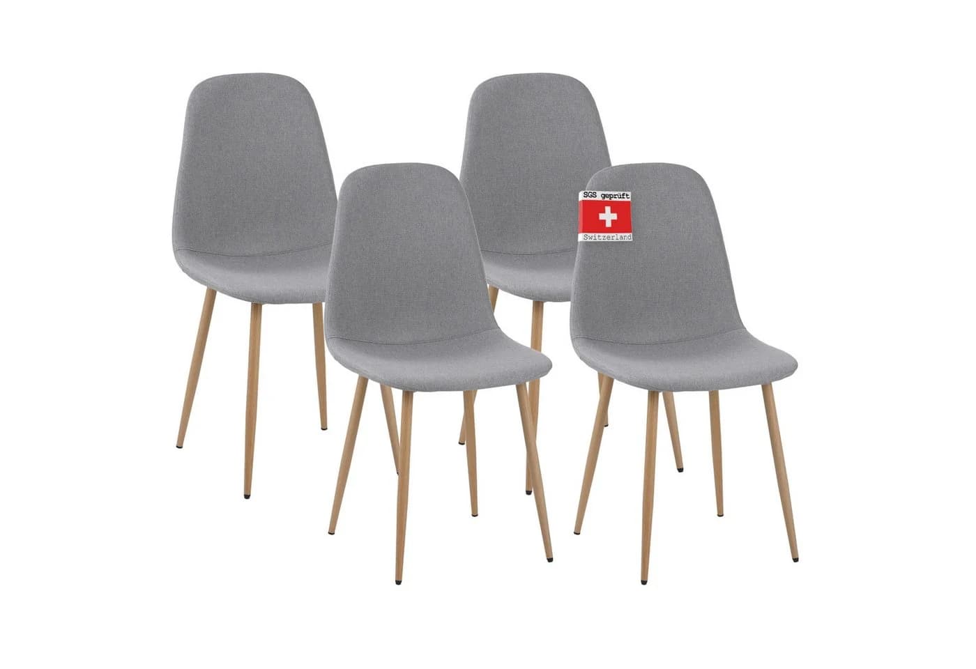 Albatros International Esszimmerstuhl FANO 4er Set Grau Stoff Metall - Bild 3