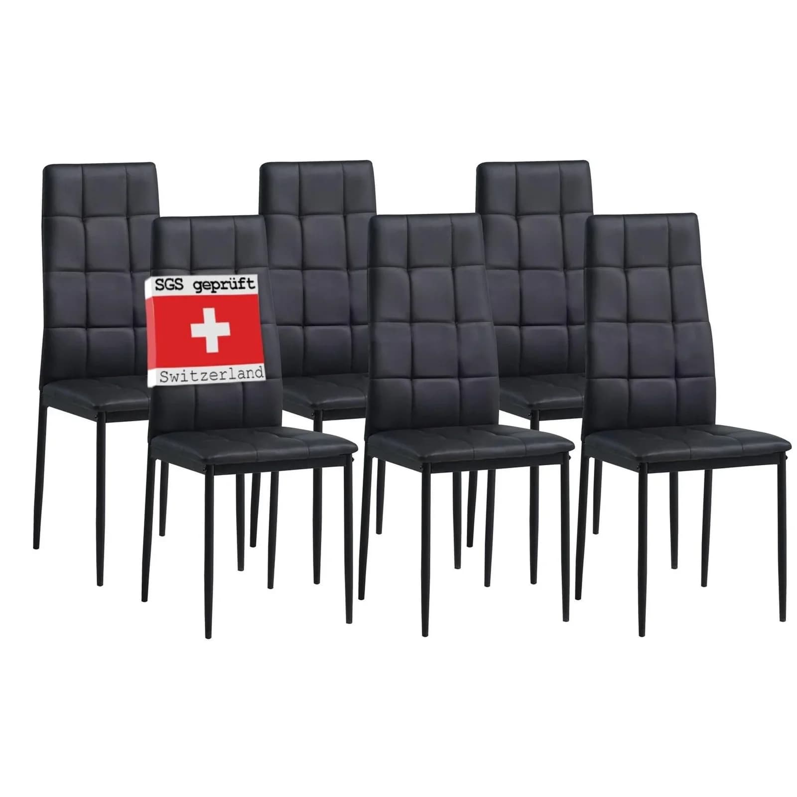 Albatros International Esszimmerstuhl RIMINI 6er Set Schwarz Kunstleder