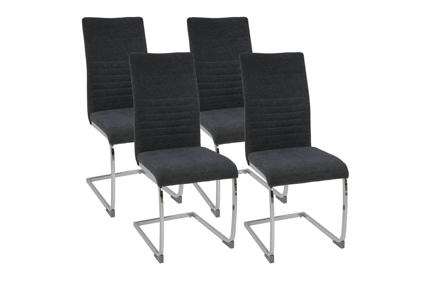 ALBATROS Freischwinger Stühle 4er Set LUGANO Grau Stoff - Bild 3