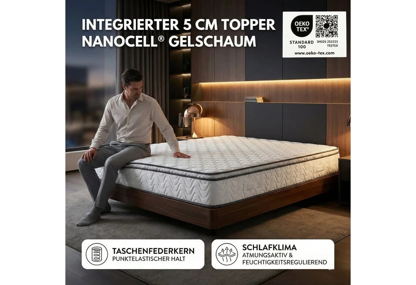 Arensberger VIKTORIA Taschenfederkernmatratze mit integriertem Topper 7-Zonen - Bild 3