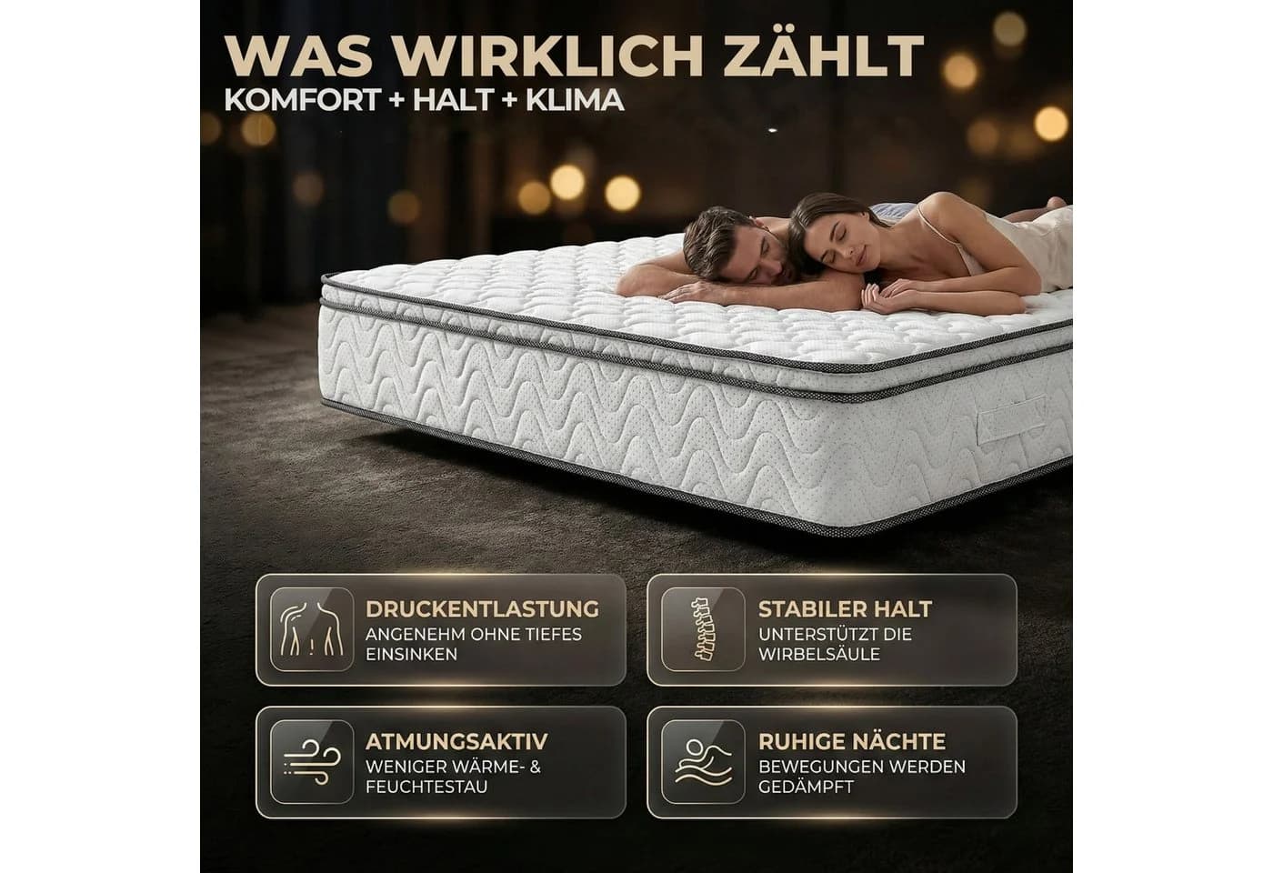 Arensberger VIKTORIA Taschenfederkernmatratze mit integriertem Topper 7-Zonen - Bild 5