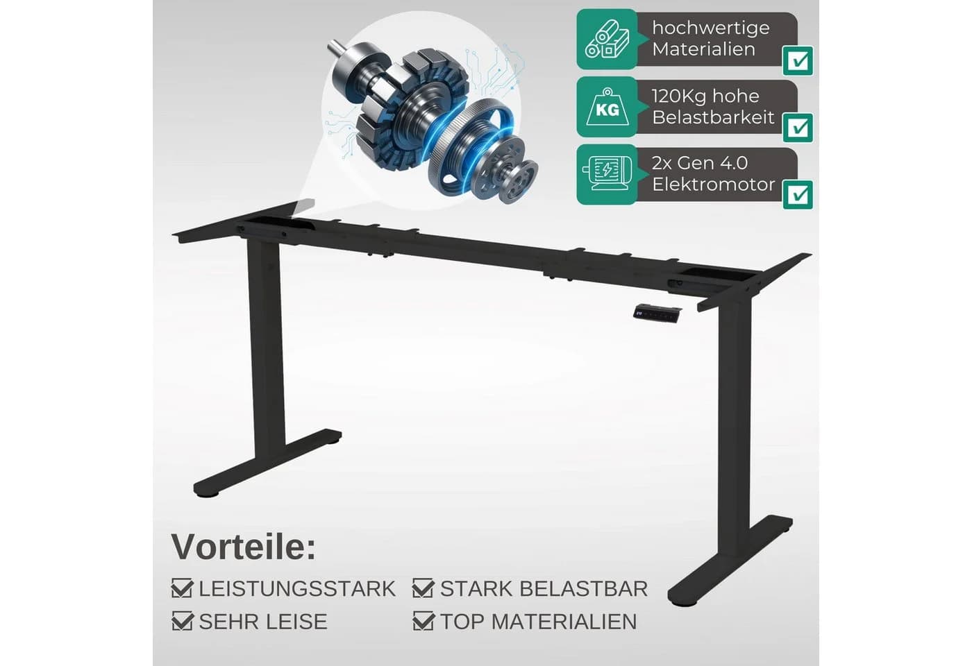 Albatros elektrisch höhenverstellbares Tischgestell S5S Schwarz - Bild 3