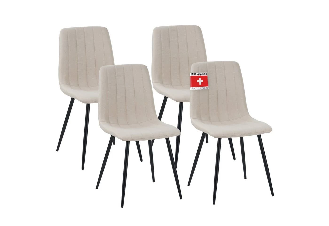 Albatros International Esszimmerstuhl GARDA 4er Set Beige Stoff - Bild 3