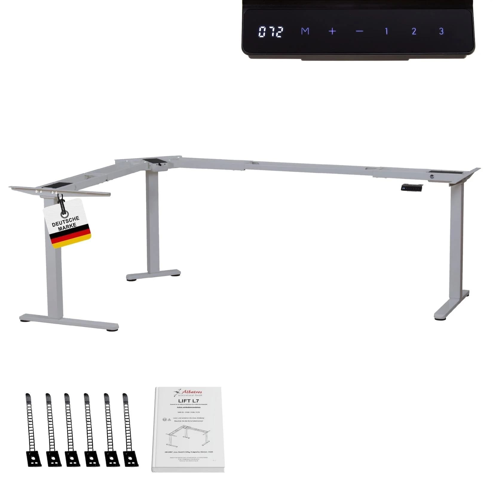 Albatros LIFT L7S Eckschreibtisch Höhenverstellbar Elektrisch Silber