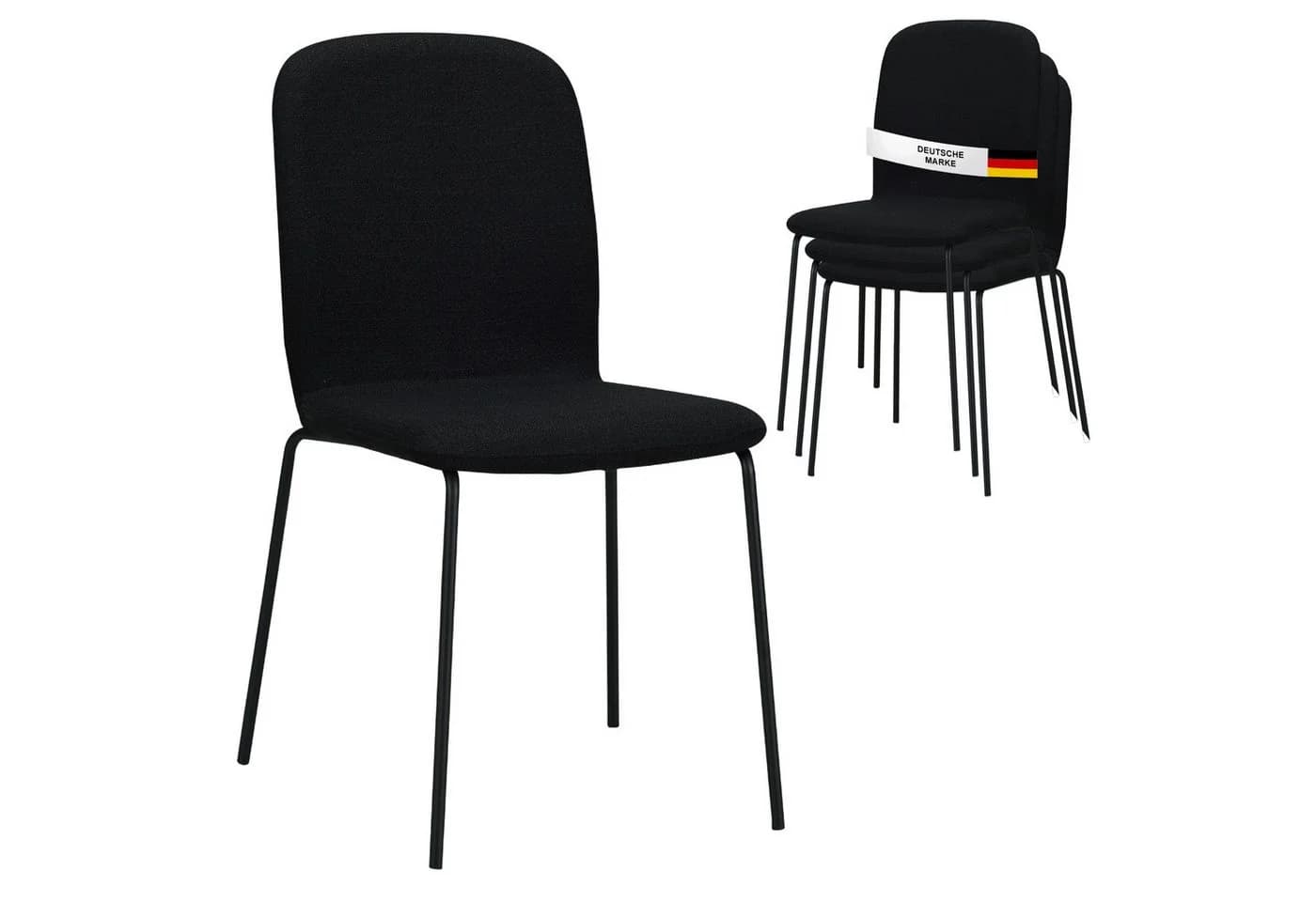 Albatros International Esszimmerstuhl 4er Set ENNA Schwarz Stoff - Bild 3