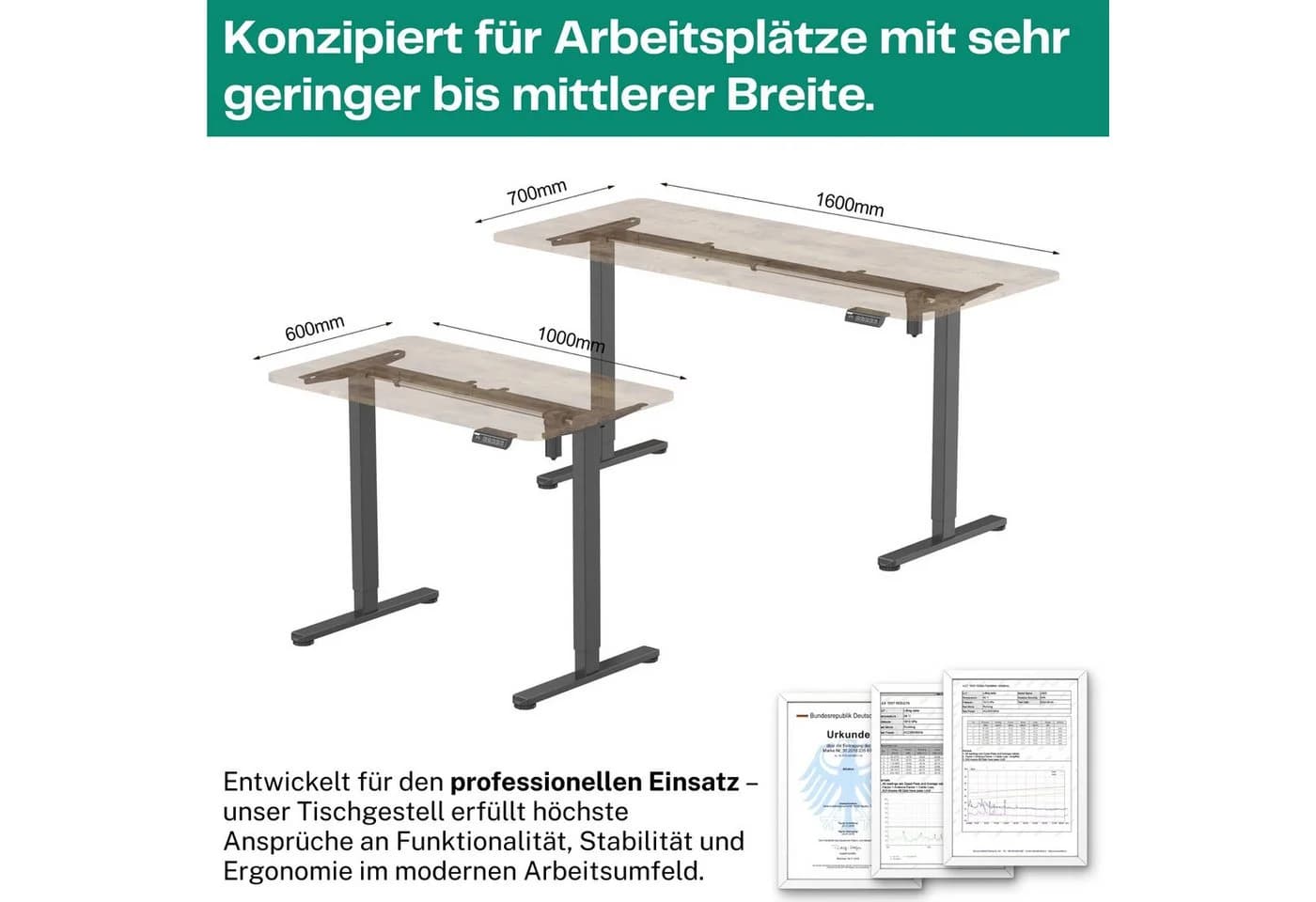 Albatros UP30 Elektrisch Höhenverstellbares Tischgestell Schwarz - Bild 4