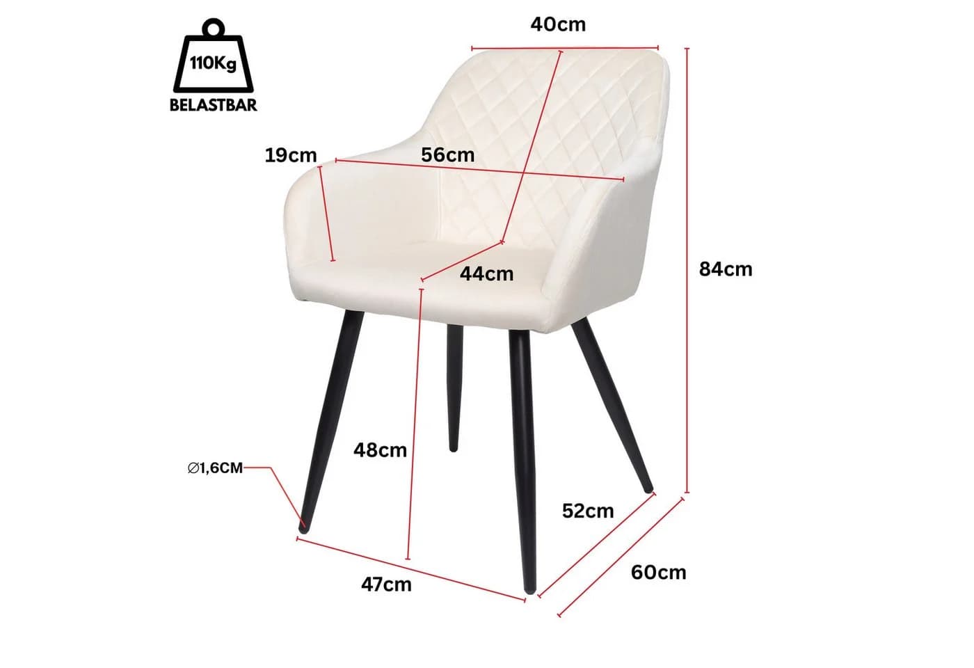 Albatros International Esszimmerstuhl SALO 2er Set Beige Samt - Bild 5