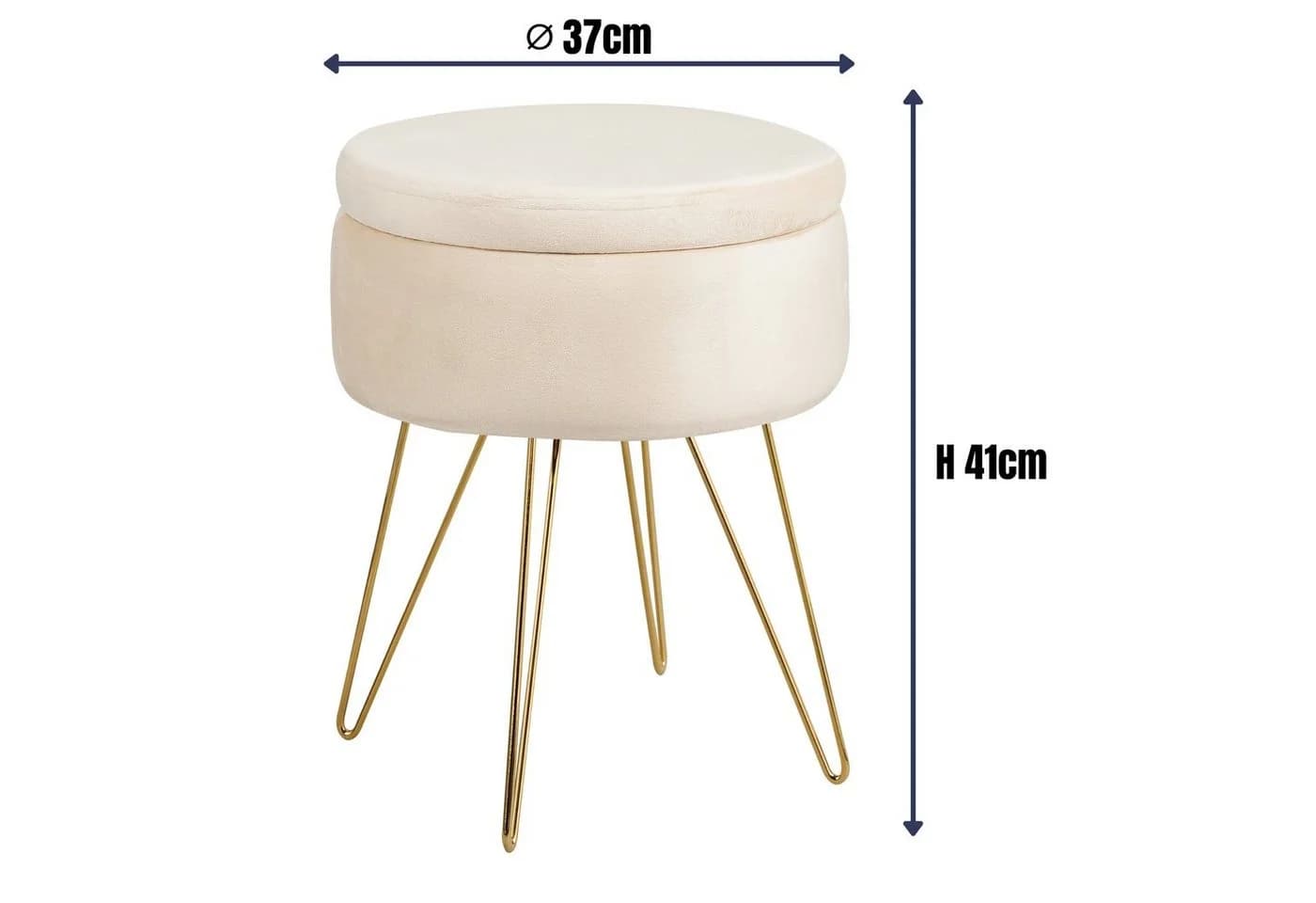 Albatros International Polsterhocker Cannes Beige Samt mit Stauraum - Bild 5