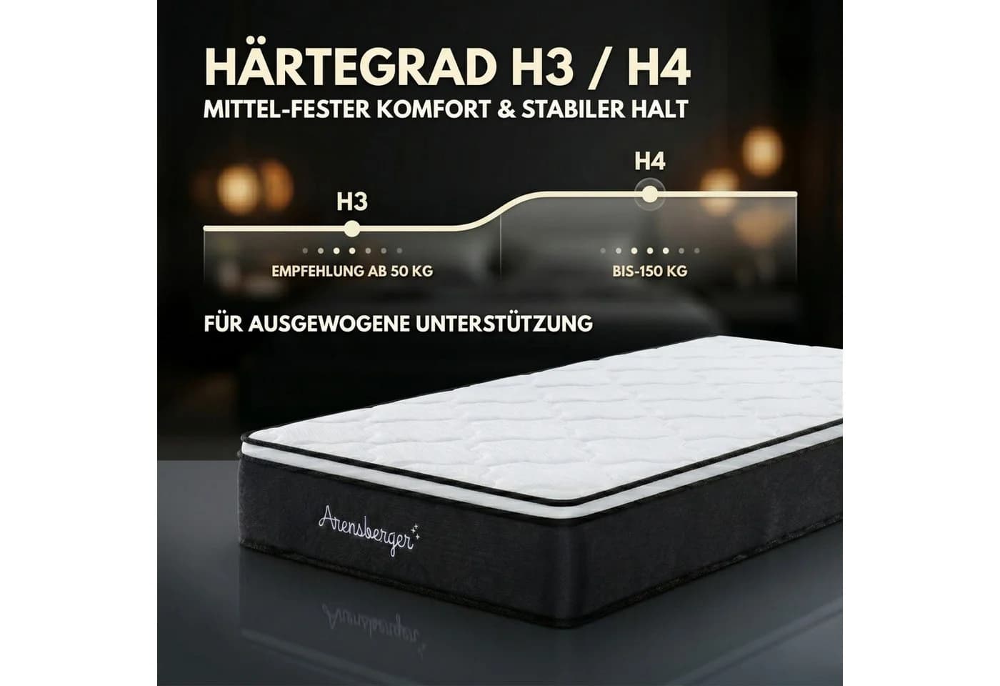 Arensberger EMILIA Taschenfederkernmatratze H3 Premium mit Gel-Schaum Topper - Bild 3