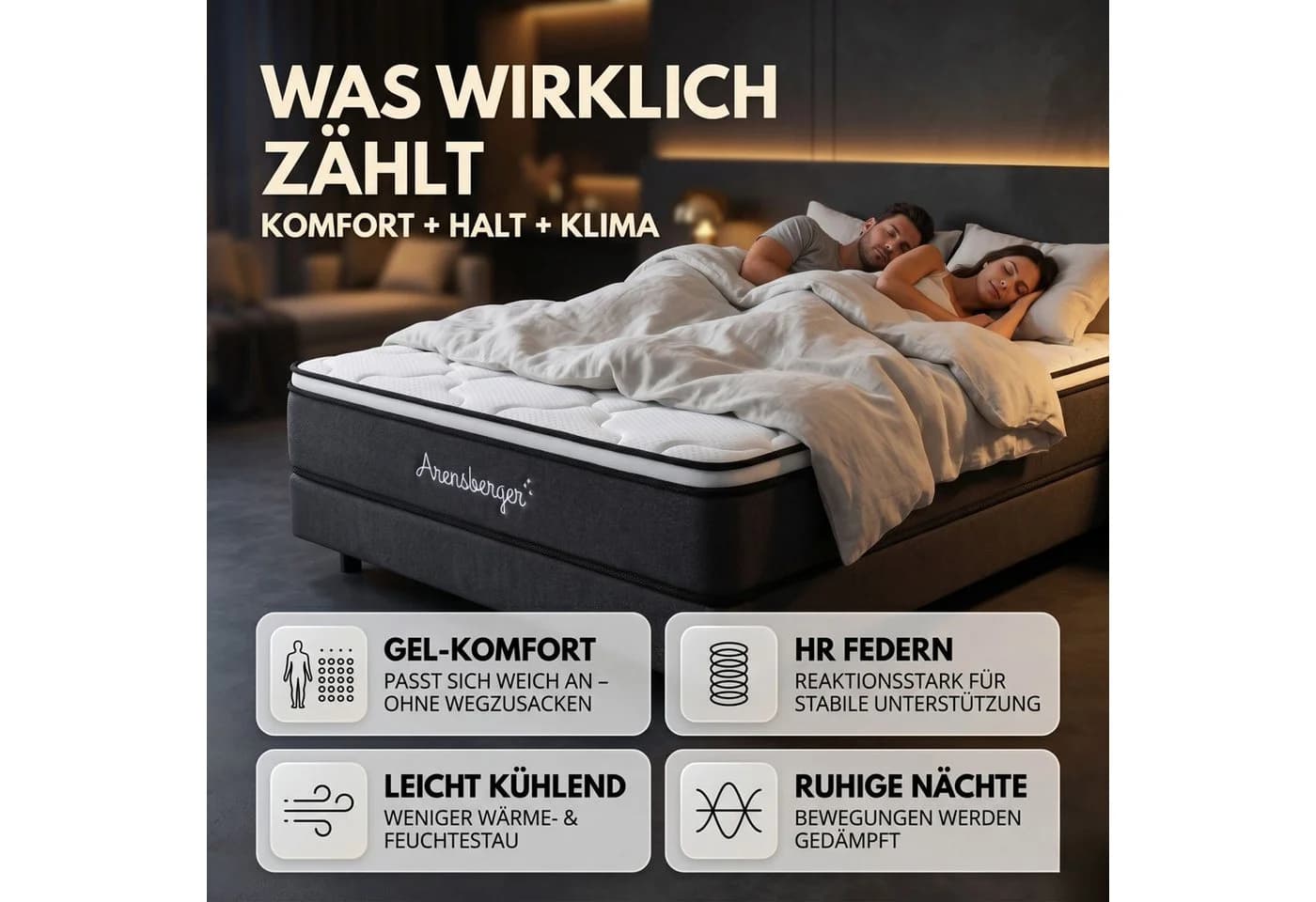 Arensberger EMILIA Taschenfederkernmatratze H3 Premium mit Gel-Schaum Topper - Bild 4