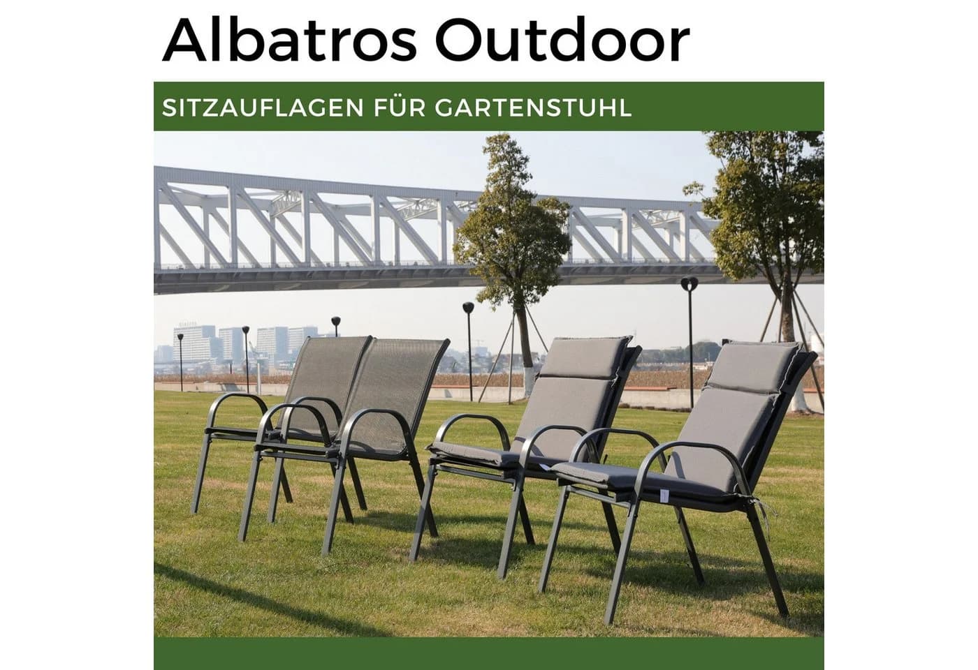 Albatros International Gartenstuhl Sitzauflage 2er Set Anthrazit UV-beständig - Bild 4