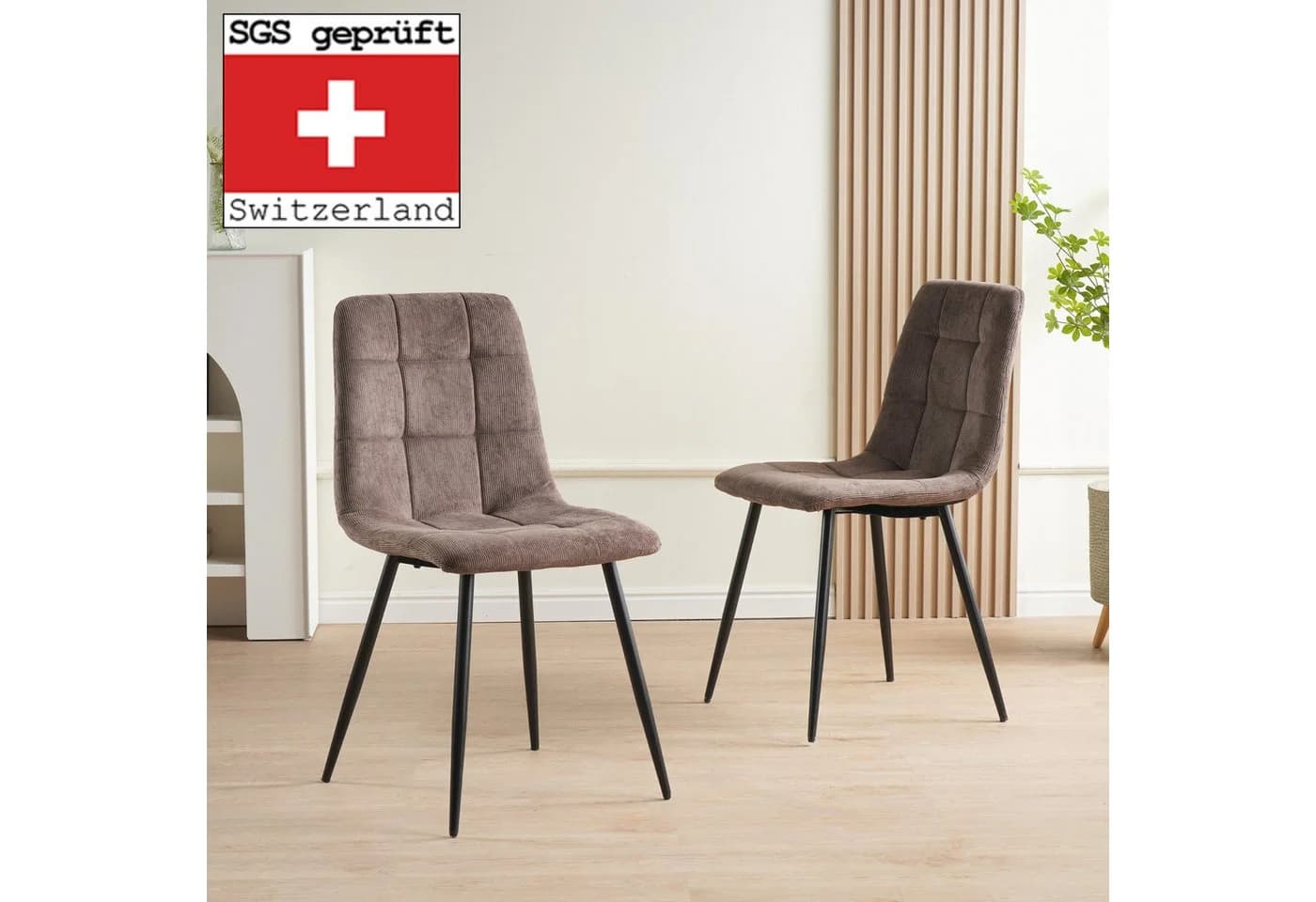 Albatros International Esszimmerstuhl BORA 4er Set Braun Cord