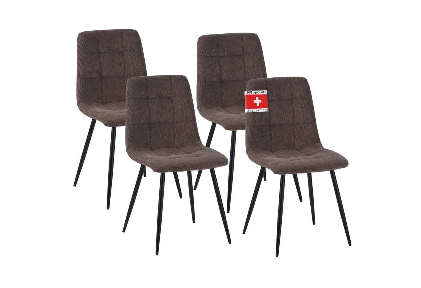 Albatros International Esszimmerstuhl BORA 4er Set Braun Cord - Bild 2