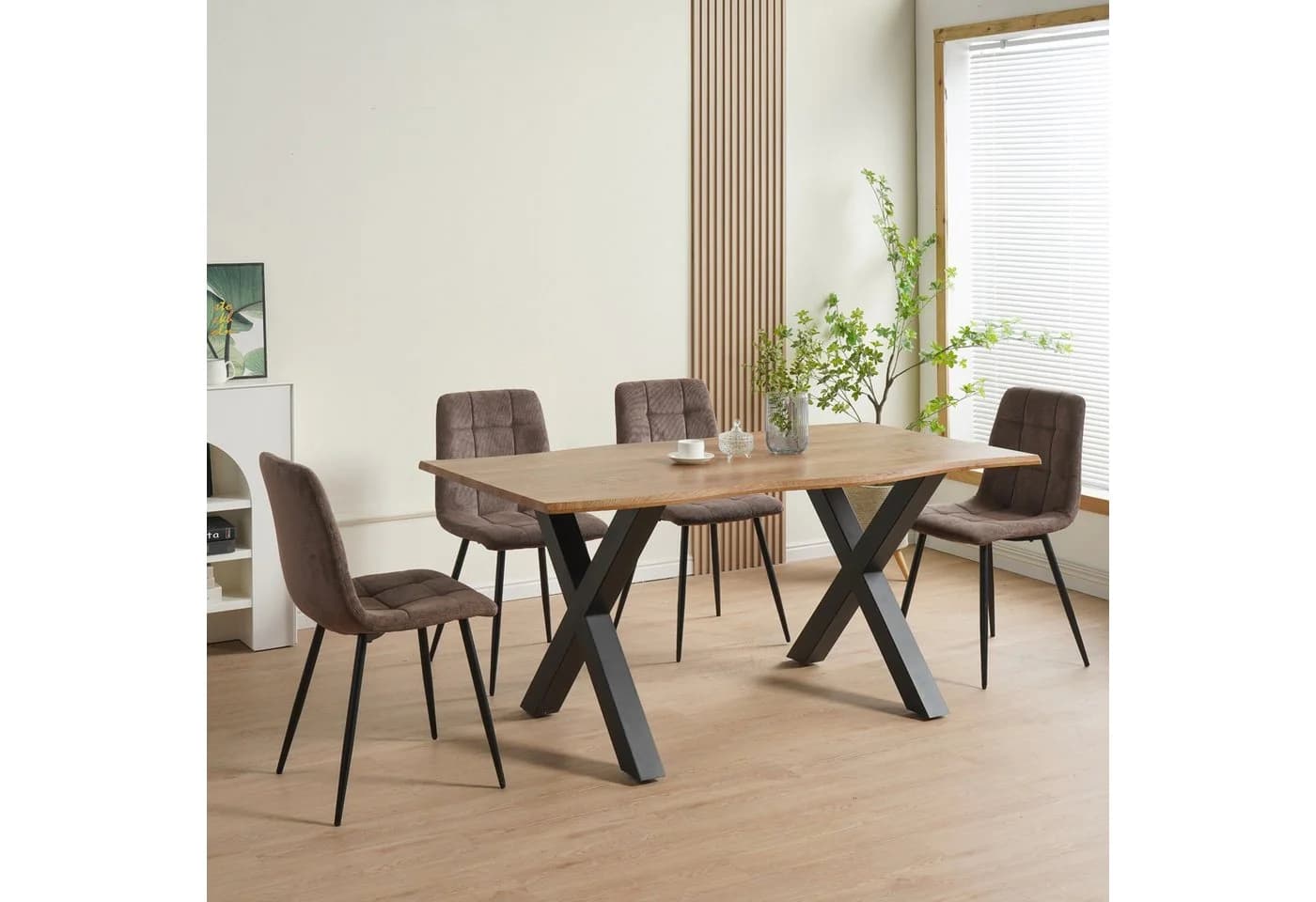 Albatros International Esszimmerstuhl BORA 4er Set Braun Cord - Bild 4