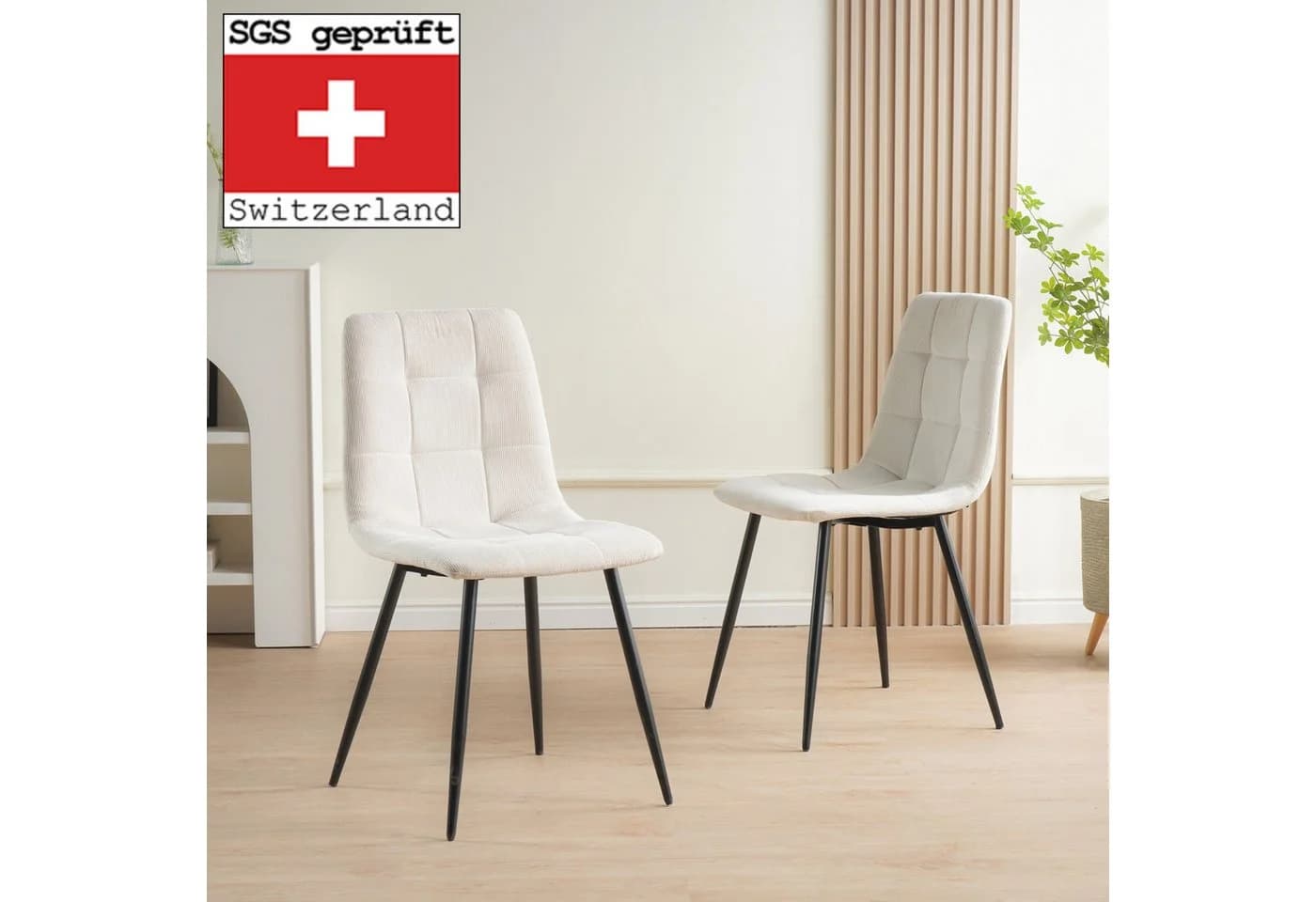 Albatros International Esszimmerstuhl BORA 4er Set Beige Cord