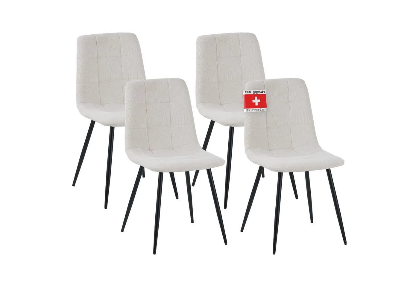 Albatros International Esszimmerstuhl BORA 4er Set Beige Cord - Bild 2