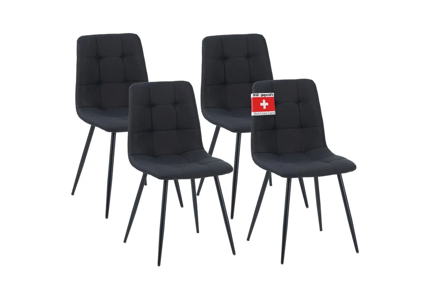 Albatros International Esszimmerstuhl BORA 4er Set Schwarz Stoffbezug - Bild 2