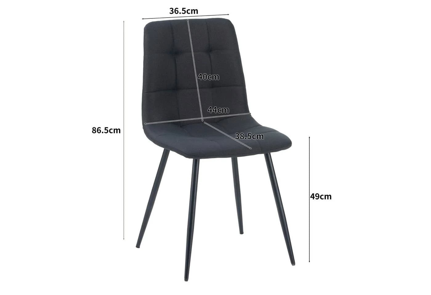 Albatros International Esszimmerstuhl BORA 4er Set Schwarz Stoffbezug - Bild 5