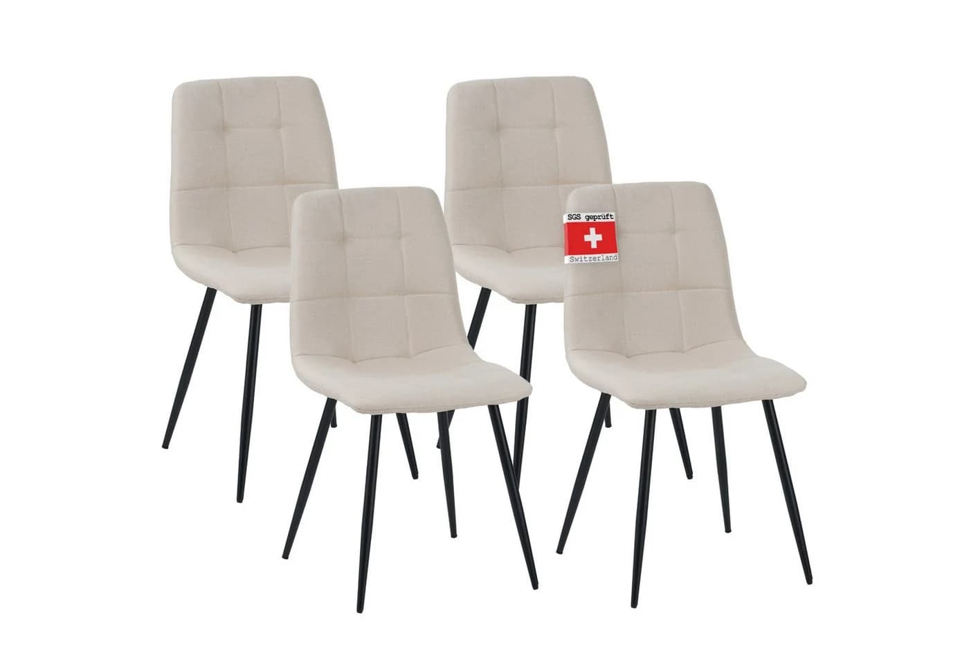 Albatros International Esszimmerstuhl BORA 4er Set Beige Stoff Bezug - Bild 2
