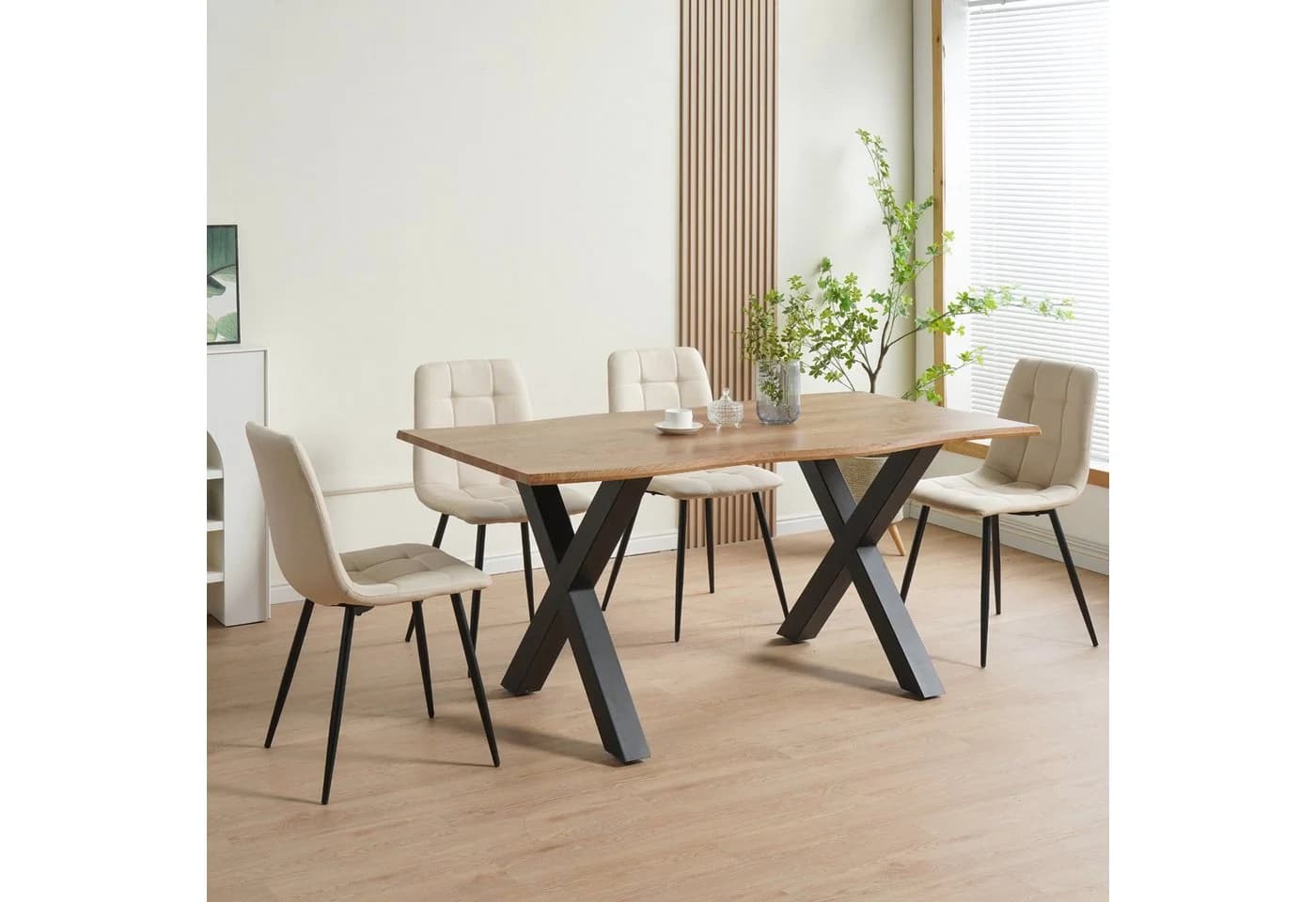 Albatros International Esszimmerstuhl BORA 4er Set Beige Stoff Bezug - Bild 4