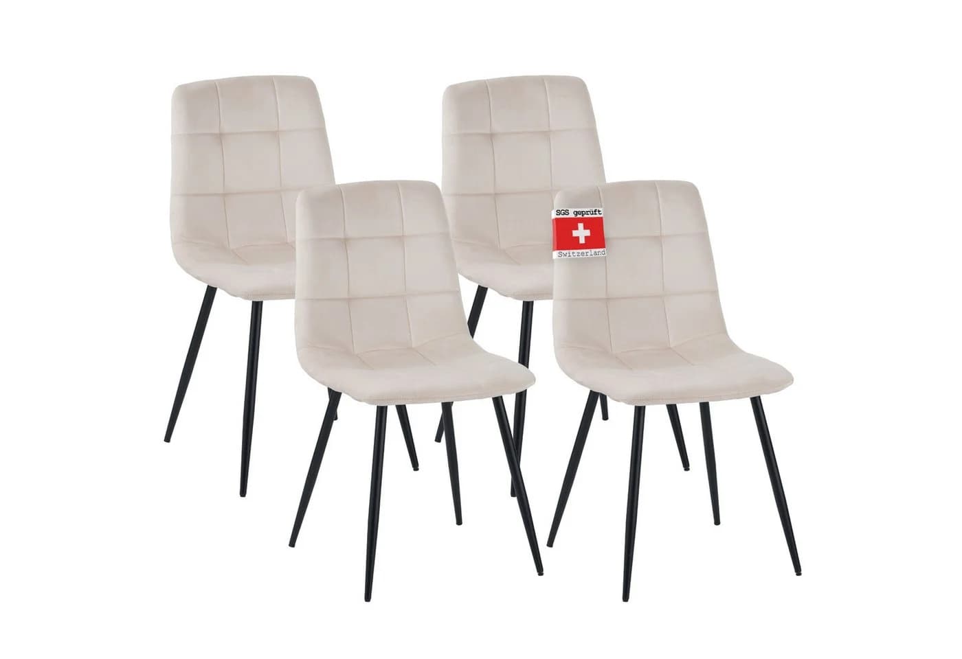 Albatros International Esszimmerstuhl BORA 4er Set Beige Samt Bezug - Bild 2