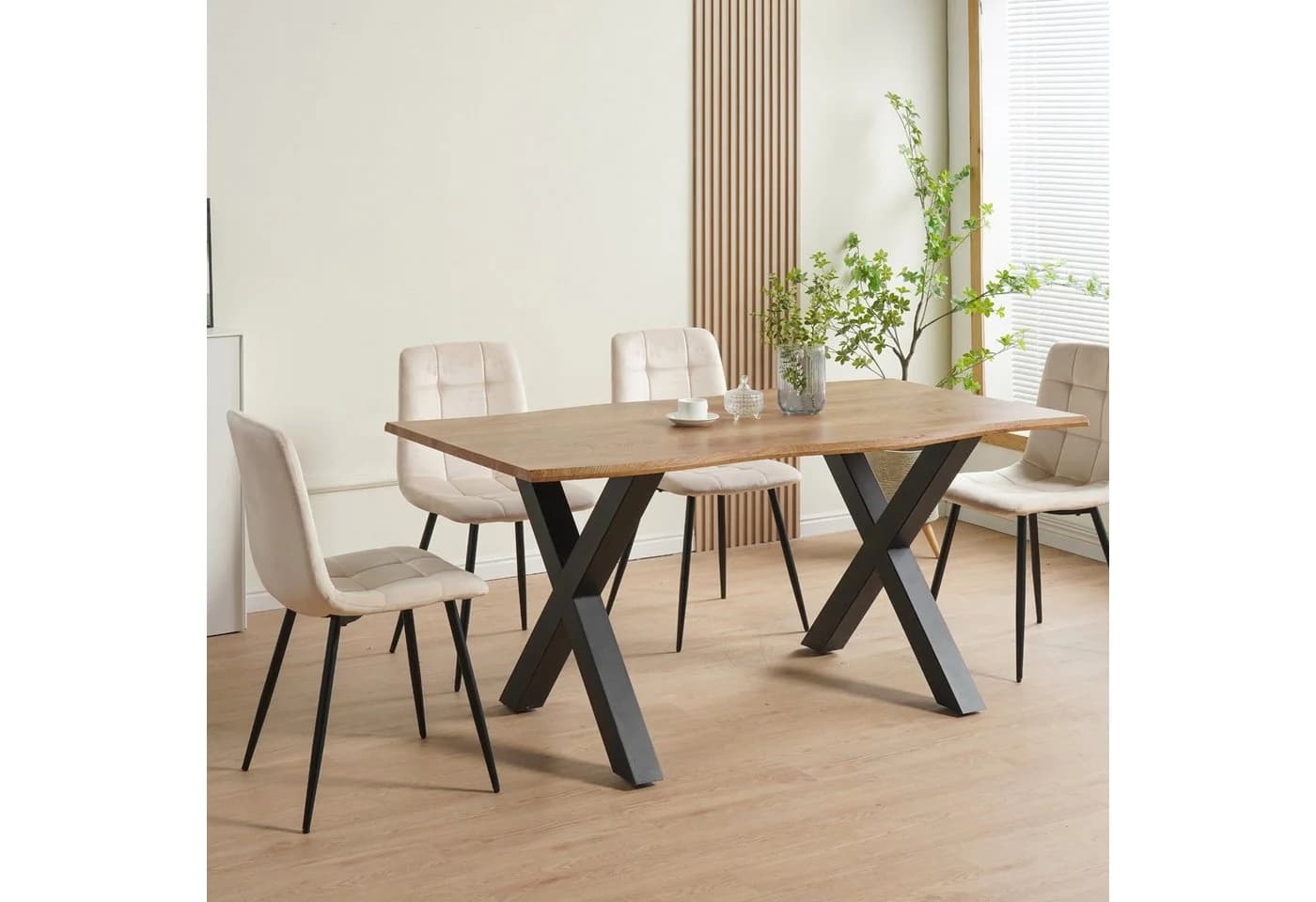 Albatros International Esszimmerstuhl BORA 4er Set Beige Samt Bezug - Bild 4