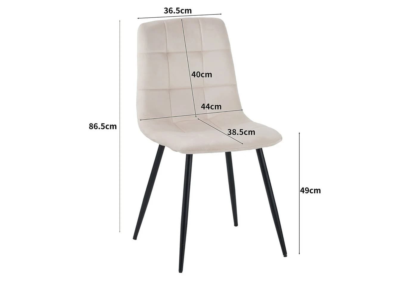 Albatros International Esszimmerstuhl BORA 4er Set Beige Samt Bezug - Bild 5