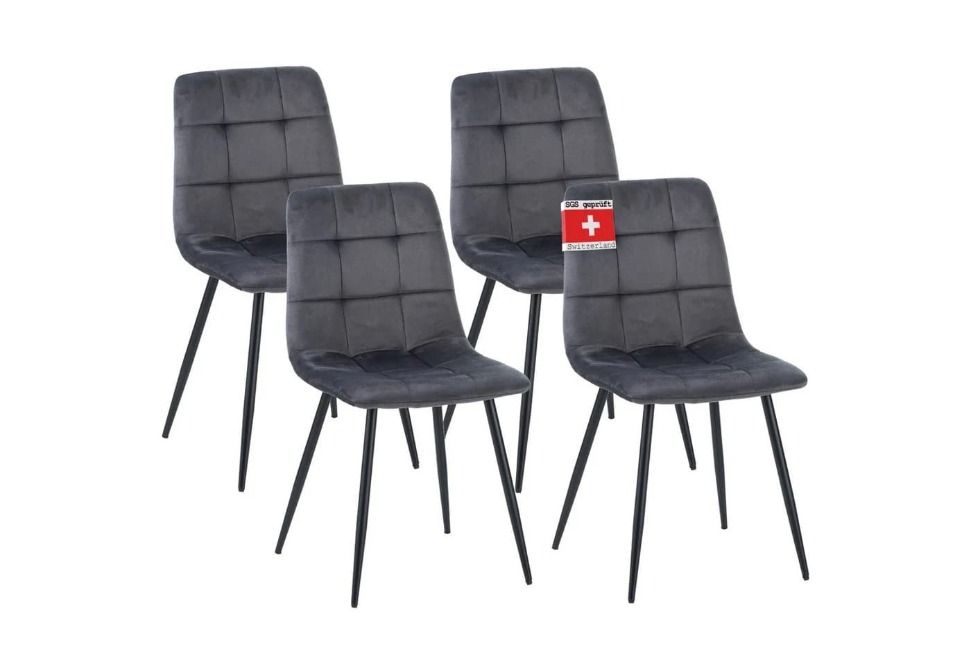 Albatros International Esszimmerstuhl BORA 4er Set Anthrazit Samt - Bild 2