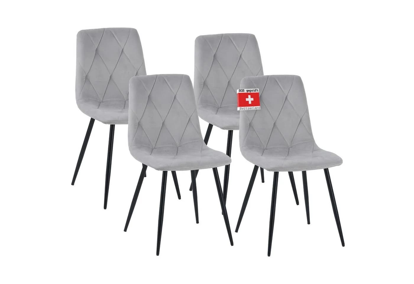 Albatros International Esszimmerstuhl 4er Set DORA Grau Samt - Bild 2