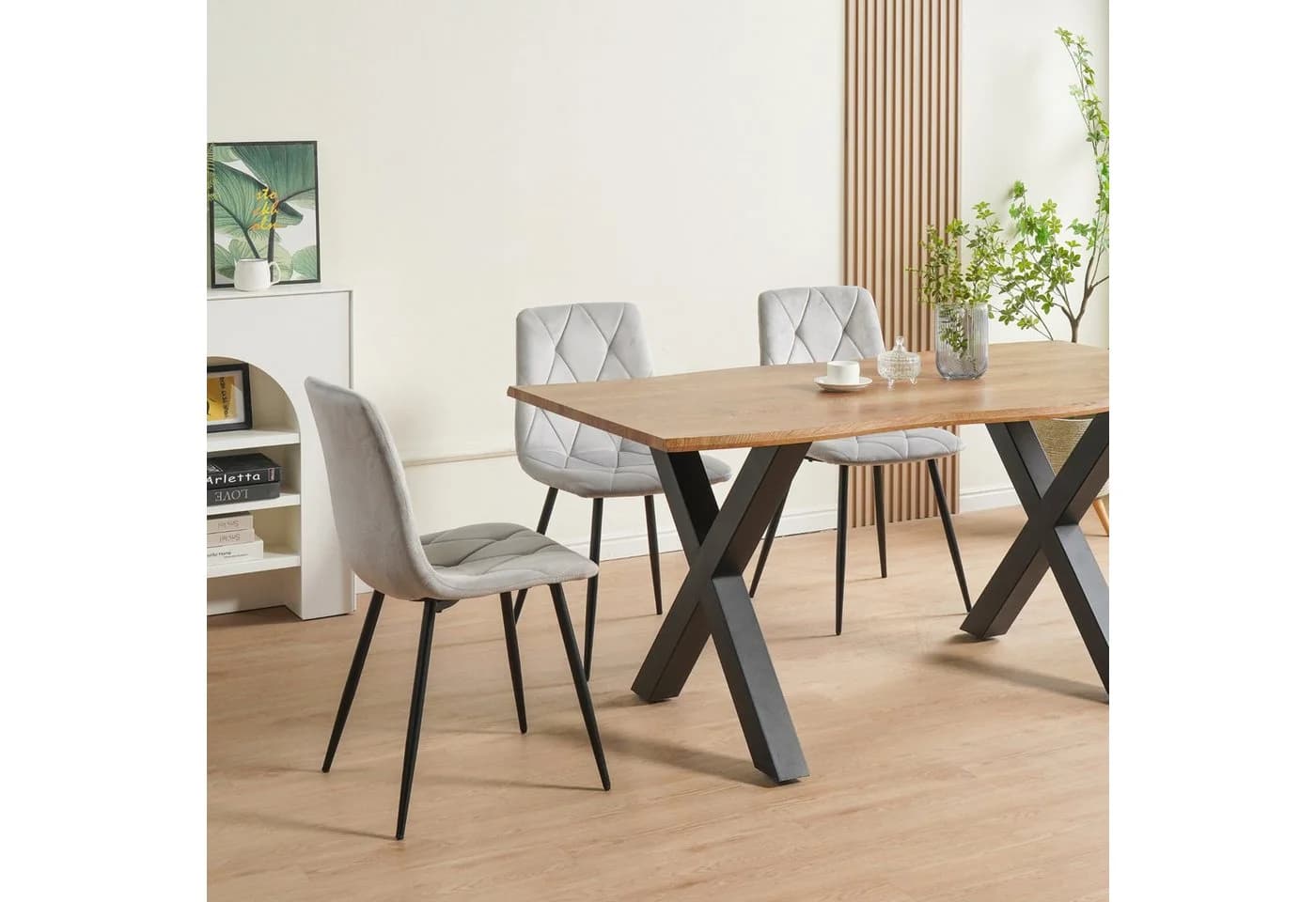 Albatros International Esszimmerstuhl 4er Set DORA Grau Samt - Bild 4
