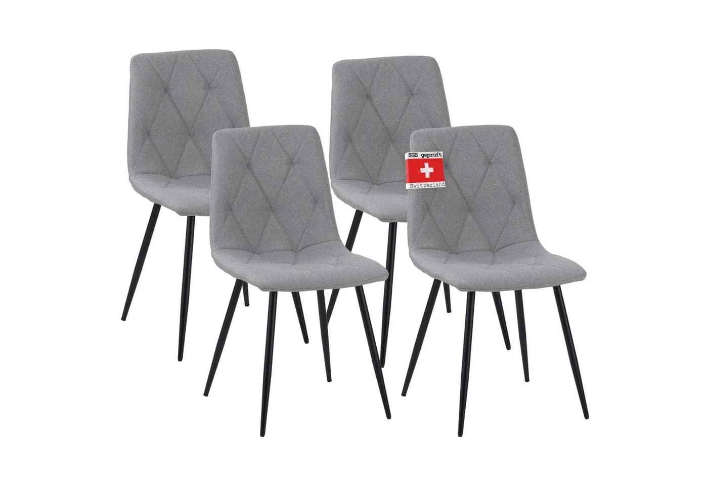 Albatros International Esszimmerstuhl DORA 4er Set Grau Stoff - Bild 2