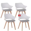 Albatros International AALBORG Esszimmerstuhl 4er Set Weiß Buche Massivholz Bild 1
