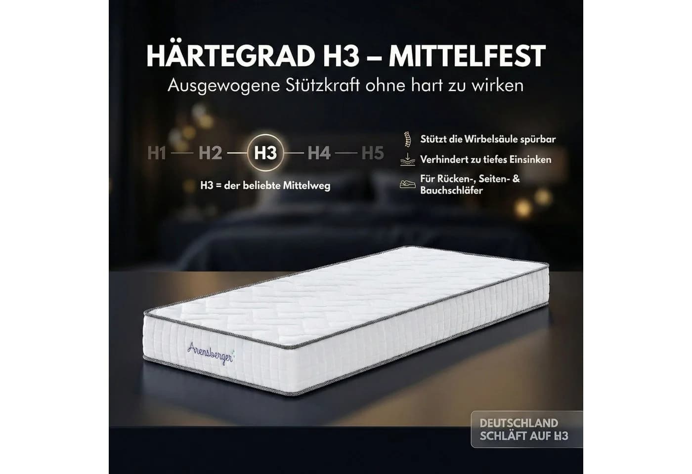 Arensberger Taschenfederkernmatratze JANA H3 mit Gelschaum - Bild 4