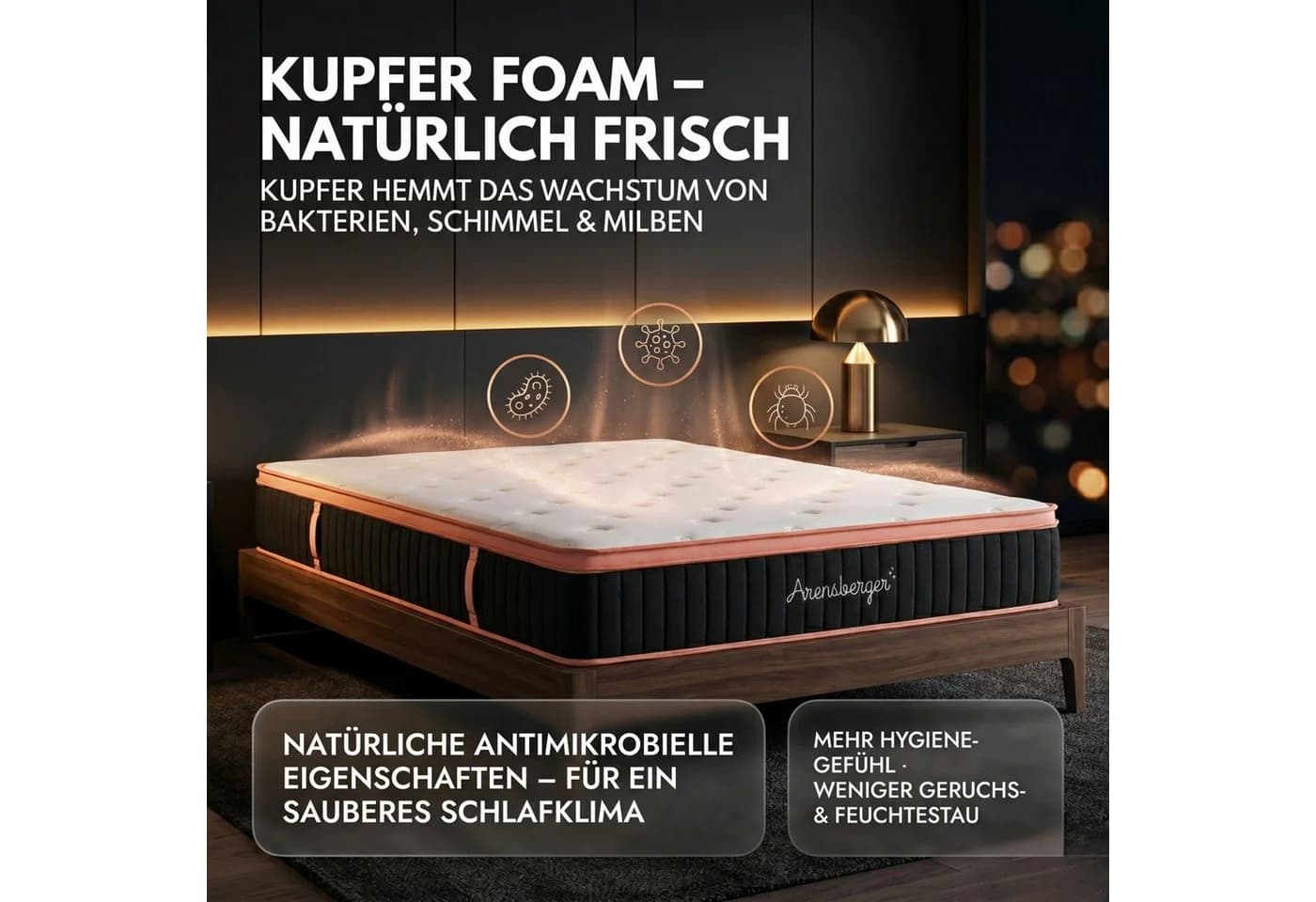Arensberger Taschenfederkernmatratze Kupfermatratze mit Federkern & Kupferschaum - Bild 2