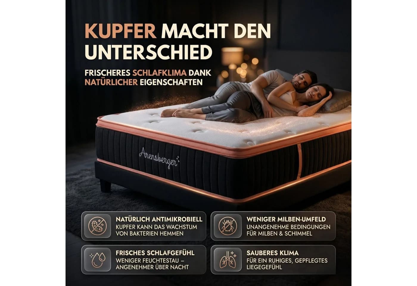 Arensberger Taschenfederkernmatratze Kupfermatratze mit Federkern & Kupferschaum - Bild 5